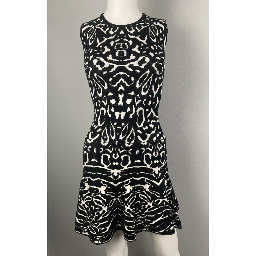 Revolve Torn By Ronny Kobo Malu Dress Black White Fit Flare Mini Sz. Xs $378